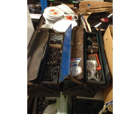 TWO TOOLS BOXES WITH MISC ITEMS