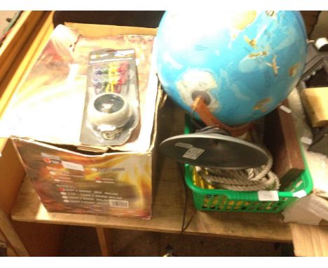 A GLOBE, DISCO LIGHT AND OTHER ITEMS