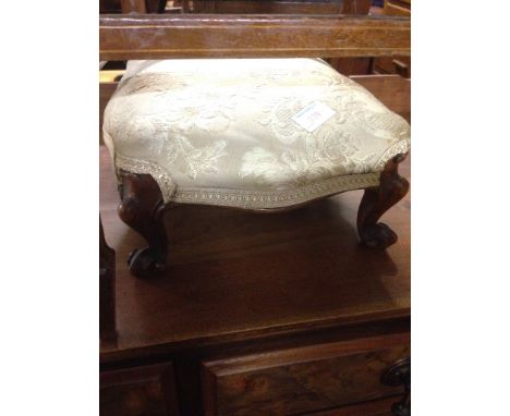 VICTORIAN CABRIOLE LEG STOOL, L32CM