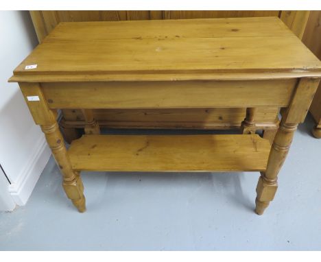 A Victorian stripped pine washstand with under shelf - Height 74cm x Width 90cm