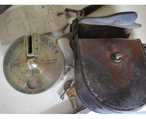 A rare Night Watchman's recording clock patent no 54419, clock no 70435 by Dent of London - in case with keys as found in old