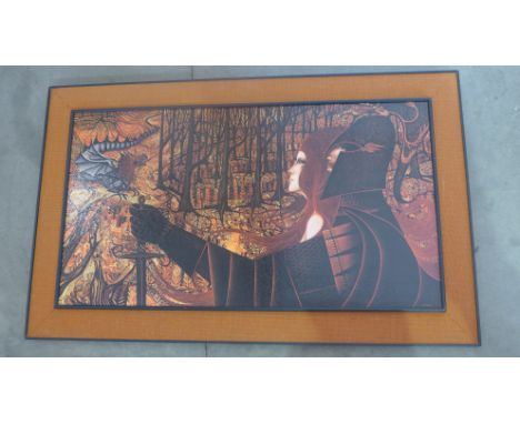 A 1970's print George and the Dragon with Maiden by E Baker - 50cm x 90cm