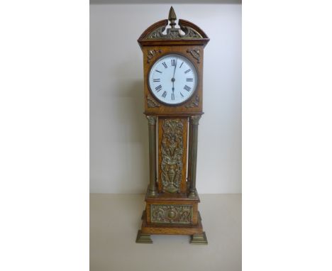 A miniature oak and ormolu mounted grandfather clock with a French movement by R and Co Paris - Height 46cm - working in sale