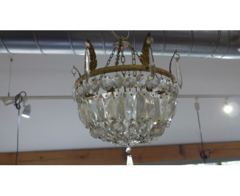 A cut glass 20th century light fitting - 1 droplet missing