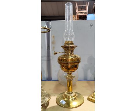 A Victorian style brass oil lamp, 66 cm overall