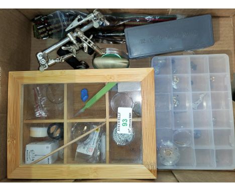 A quantity of watch servicing tools; straps; parts; etc. 