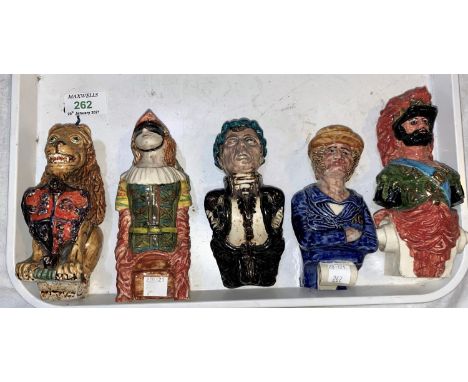 A set of 5 English ceramic figurehead models, 14-17 cm 