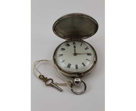 AN EARLY 19TH CENTURY SILVER HUNTER CASED POCKET WATCH, white enamel dial with Roman numerals, movement engraved "Josiah Merr