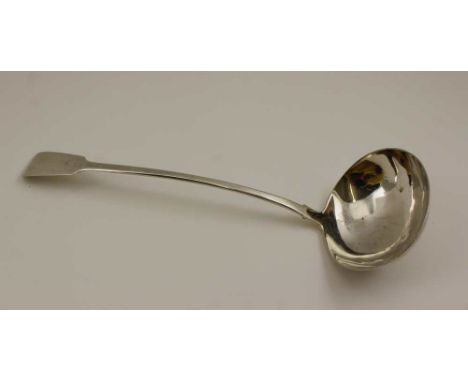 A GEORGIAN SILVER SOUP LADLE, fiddle pattern, London 1806, 140g 