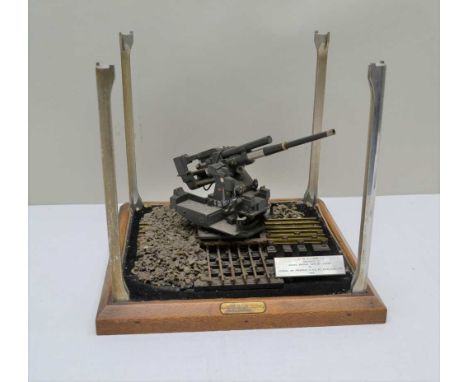 A SCALE MODEL OF A 3.7 ANTI AIRCRAFT MARK II C GUN, presented by Molins Machine Company Ltd, to General Sir Frederick A. Pile