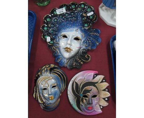 Three Continental Ceramic Wall Masks, the tallest 27cm. (3)