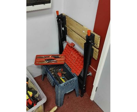 Black &amp; Decker Workmate, a quantity of tools in carry stool.