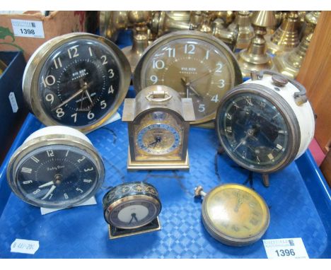 Westclox Big Ben Repeater Alarm Clocks, German Kienzle duo alarm clock, etc:- One Tray.