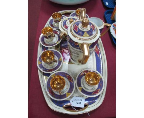 FSK Czechoslovakia Porcelain Cabaret Set, early to mid XX Century, comprising coffee pot, sugar, cream, six cups and saucers 
