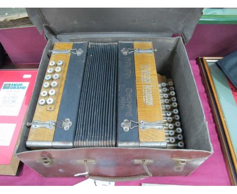 An Early XX Century 'Viceroy' Accordion - thirty three mother of pearl tone buttons, in its original case.