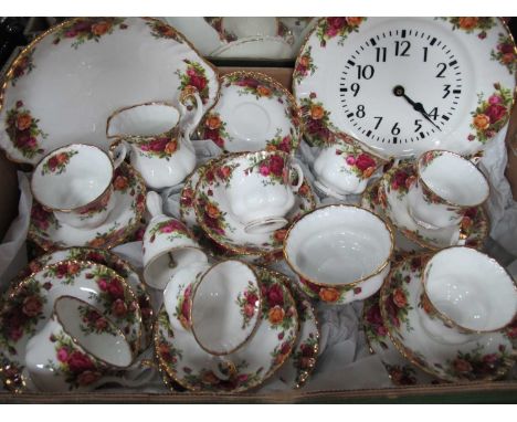 Royal Albert 'Old Country Roses' Table China, of twenty-five pieces, together with wall clock:- One Box