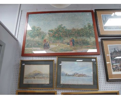 Pilatus, Watercolour, 20 x 27.5cm, Piscatori Maggiore Watercolour, signed and dated '75, Monet Print. (3)