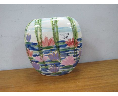 Anita Harris Homage to Monet Large 'Water Lilies' Purse Vase gold signed, 20cm high.