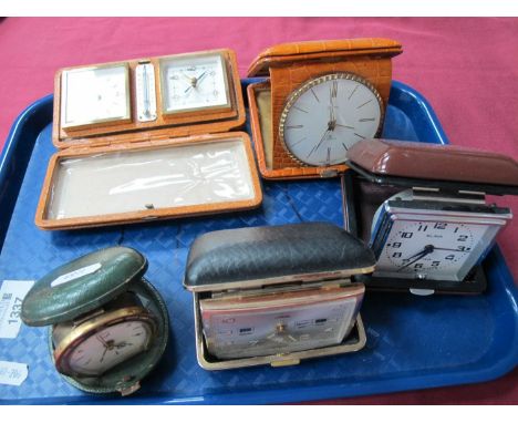 Europa Travel Clock, with barometer, thermometer Swiza, travel clock other travel clocks, etc:- One Tray.