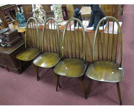 Four Ercol Quaker stick back dining chairs 96cm h. (4)