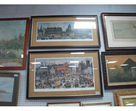 George Cunningham 'City Centre' limited edition colour print of 350, 21.5 x 62.5cm and 'Attercliffe' limited colour print of 