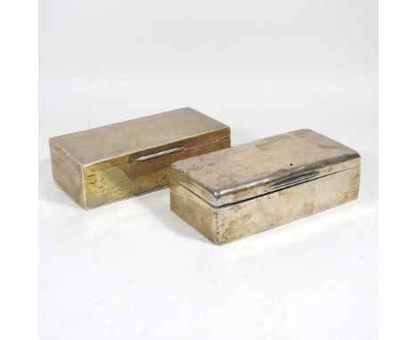 An early 20th century silver table cigarette case, Chester 1923, 18cm wide, together with a Victorian silver cigarette case, 