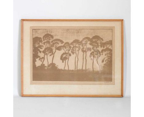 Alfred Blundell, 1884-1968, trees, signed in pencil by the artist and dated 1924, lithograph, 29 x 42cm