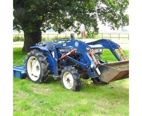 An Iseki TS1910F compact utility tractor, with fore-end loader, bucket and a Suffolk 40 grass topperCondition is well-used. I