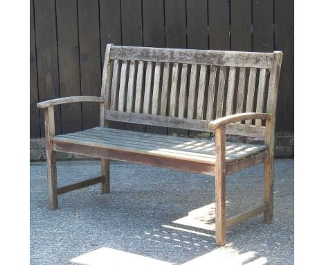 A slatted wooden garden bench120w x 58d x 90h cm