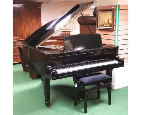 A mid 20th century German Bluthner baby grand piano, in an ebonised case, the frame stamped Aliquot Piano Patent and numbered