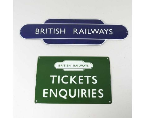 A vintage style Ticket Enquiries sign, together with a British Rail sign (2)