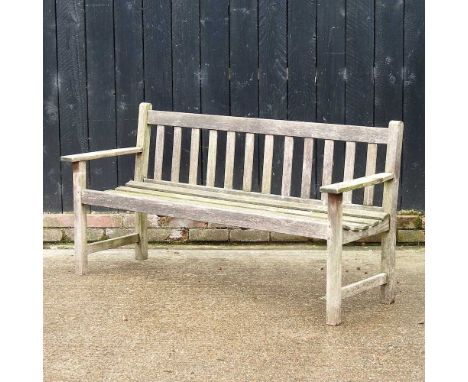 A slatted wooden garden bench158w x 49d x 82h cm