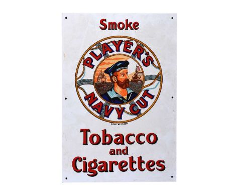 VINTAGE ENAMEL SIGN.PLAYERS NAVY CUT TOBACCO AND CIGARETTES.REGISTERED NO. 154011.22 X 15 INCHES.IN GOOD CONDITION. 