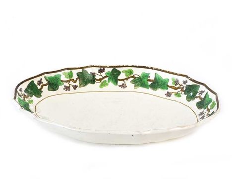 SPODE CHINA OVAL DISH WITH A LEAF AND BERRY DESIGN.STAMPED SPODE TO BASE.HEIGHT: 2 INCHES.WIDTH: 10½ INCHES. DEPTH: 7½ INCHES