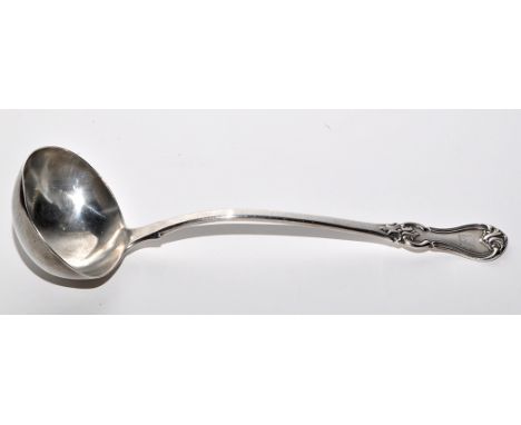 A Victorian soup ladle, by Samuel Payne & Dudley Cater, London 1843, Albert pattern and engraved crest, 8.9oz.