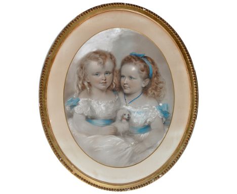 Alexander Blaikley
(1816-1903)
A PORTRAIT OF TWO CHILDREN - GEORGE WALLER STOPFORD AND HIS SISTER MABLE CATHERINE HOLDING A T