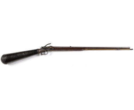 An early 19th Century Austrian style repeating flask-butt air rifle, by Staudenmayer, London, the 25 1/4in. .45 cal. octagona