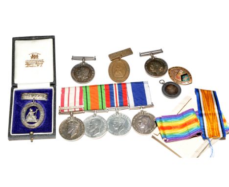 A group of Second World War medals, to include: Defence Medal, War Medal, Naval General Service Medal with George VI crowned 