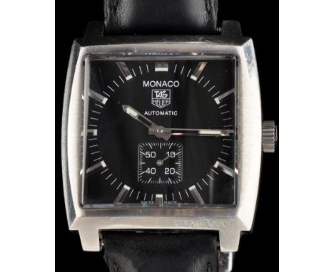 Tag Heuer Monaco: a gentleman's wristwatch, model no. WW2110-VD2848, with black dial and luminescent hands and markers, polis