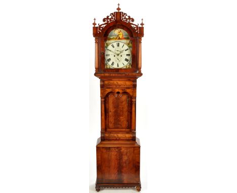 M. Young, Newcastle: a Victorian mahogany longcase clock, with painted roman dial, subsidiary seconds and dater dials, with s