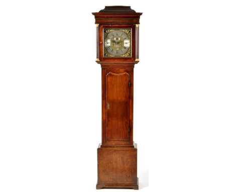 Read, Knutsford: a mid 18th Century oak and mahogany banded longcase clock, the 12in. brass dial with silvered roman chapter 