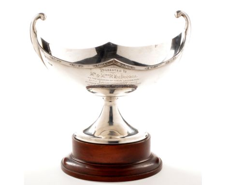 A George V presentation fruit bowl, by Frank Cobb & Co. Ltd., Sheffield 1926, oval, with paterae undulating border and with p