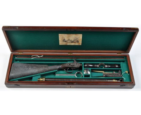 A butt reservoir single shot tap loading air rifle, by William Dooley, 11 Ranelagh Street, Liverpool, with 29 1/2in. .425 cal