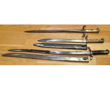 A British 1887 pattern sword bayonet for a Martini Henry Rifle, with shaped blade, by Parker Field & Sons, 233 Holborn, Londo