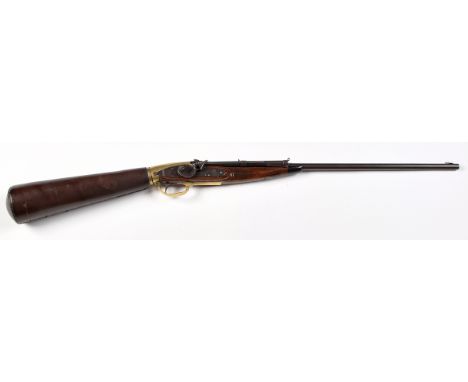 An un-named restored Austrian style flask-butt repeating carbine, with 22 1/2in. two-stage round and octagonal rifled barrel,