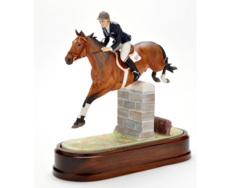 Royal Worcester equestrian figure of "Stroller and Marion Coakes", modelled by Doris Lindner, height 27cms, on hardwood stand