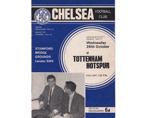 Chelsea v Tottenham Hotspur 1966 October 26th League team change in pen
