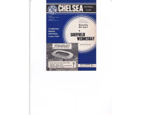 Chelsea v Sheffield Wednesday 1967 April 8th FA Cup Sixth Round ticket included coupon removed back page