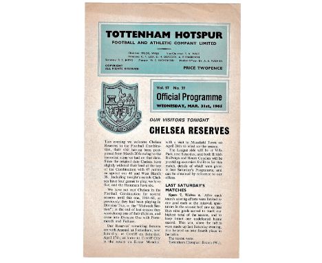 Tottenham Hotspur v Chelsea 1965 March 31st Football Combination 