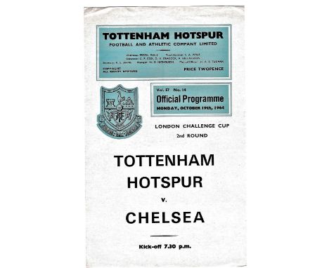 Tottenham Hotspurs v Chelsea 1964 October 19th London Challenge Cup 2nd Round 